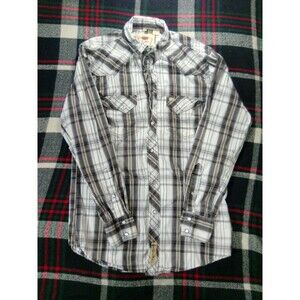 Larry Mahan Western Shirt Pearl Snap Cowboy Collection Plaid Vintage Size Medium